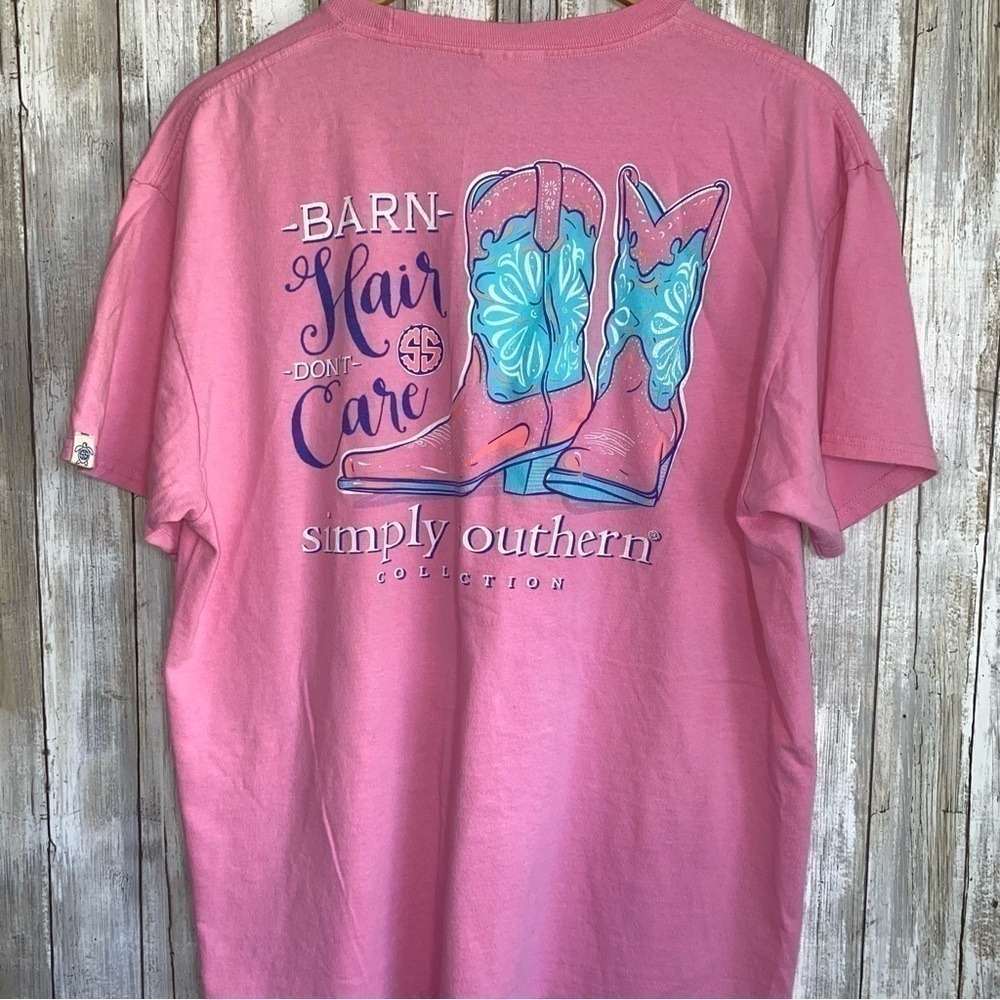 Simply Southern Pink Barn Hair Tee - Picture 3 of 5